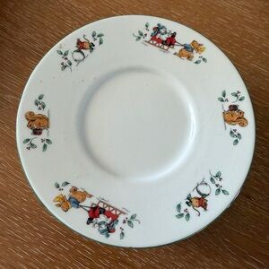 Charming White Plate with Animal Illustrations